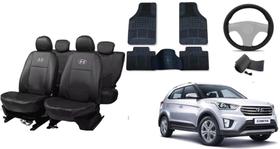 Conjunto Exclusivo Capa de Couro + Volante + Tapete Premium para Creta 14-21