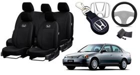 Conjunto Exclusivo Design Honda Civic 1999-2006 + Volante + Chaveiro Couro