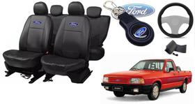 Conjunto Exclusivo Ford Pampa 1984-1994 + Capas de Couro, Volante e Chaveiro - Proteção Moderna