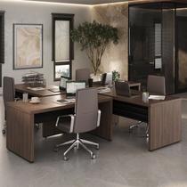 Conjunto Executivo 4 Mesas Tamburato 1600 1585cm Charuto e Preto Artany