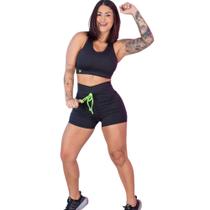 Conjunto Exercício Funcional Short e top com Cós Regulável e Silk Hard Work Verde Neon - Lievi Conjunto Exercício Funcional Short e top com Cós Regulável e Silk Hard Work Verde Neon - Lievi