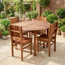 Conjunto Externo com Mesa Oitavada 120cm e 4 Cadeiras Ultron Madeira Maciça Marrom Conjunto Externo com Mesa Oitavada 120cm e 4 Cadeiras Ultron Madeira Maciça Marrom