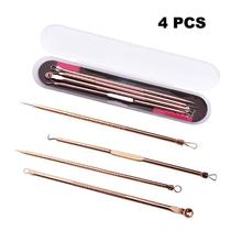 Conjunto Extrator de Cravo e Espinha Profissional Inox Limpeza de Pele 4 Peças - EM9826