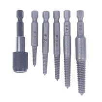 Conjunto extrator de parafuso quebrado, remoção de parafuso elétrico com alça sextavada de 6 peças