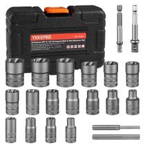 Conjunto extrator de parafusos YEKEPRO Deep Well T38320 21 unidades 3/8 e 1/4"