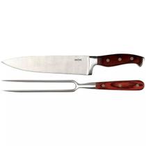 Conjunto Faca 8' com Garfo Aço Cabo Madeira Steel - 3944 - MOR