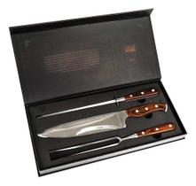 Conjunto Faca 8" + Garfo + Chaira Aço Inoxidável Steel - Mor Conjunto Faca 8" + Garfo + Chaira Aço Inoxidável Steel - Mor