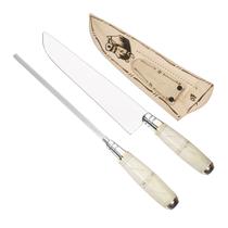 Conjunto Faca Artesanal Gaúcha 10 Polegadas Com Bainha De Couro E Chaira Afiadora Kit Para Churrasco Chef Cozinha Profissional Presente Conjunto Faca Artesanal Gaúcha 10 Polegadas Com Bainha De Couro E Chaira Afiadora Kit Para Churrasco Chef Cozinha Profissional Presente