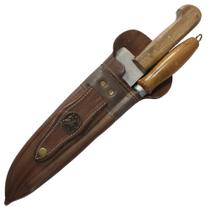 Conjunto Faca Churrasco Cabo Madeira 11 pol chaira 10 pol com bainha