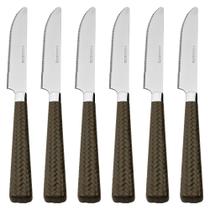 Conjunto Faca Com Cabo De Rattan 6 Peças Inox Luxuoso Conjunto Faca Com Cabo De Rattan 6 Peças Inox Luxuoso