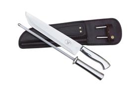 Conjunto faca de inox cabo de alumínio 10" com bainha e chaira