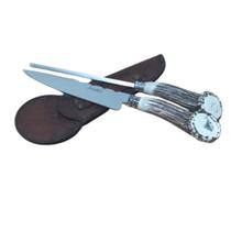 Conjunto Faca E Chaira Forjada De Chifre De Cervo 8 Pol