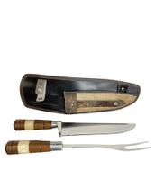 Conjunto Faca e Garfo 10” em Aço Inox Cabo de Madeira e Osso