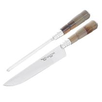 Conjunto Faca em Inox e Chaira com Cabo de Chifre e Bainha Facas Gaúcha 30134 Conjunto Faca em Inox e Chaira com Cabo de Chifre e Bainha Facas Gaúcha 30134
