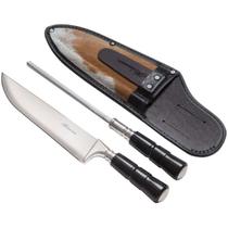 Conjunto Faca Inox E Chaira Cabo Chifre Torneado - Hickmann Conjunto Faca Inox E Chaira Cabo Chifre Torneado - Hickmann