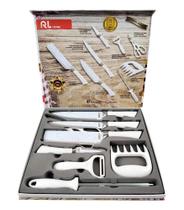 Conjunto Facas 8 Pcs Engarb Aço Inox Cozinha Churrasco