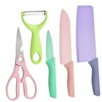 Conjunto Facas Afiadas Aço Inox Chef Legumes Tesoura e Descascador