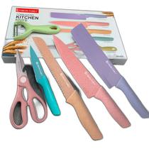 Conjunto Facas Chef Coloridas Top Tesoura Em Cores Modernas