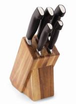 Conjunto Facas Mundial Inox Elegance 5 Peças com Cepo de Madeira