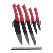 Conjunto Facas Suporte Gourmet Vermelho Inox/Acrílico 6Pç Conjunto Facas Suporte Gourmet Vermelho Inox/Acrílico 6Pç