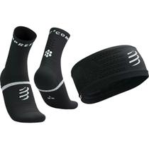 Conjunto Faixa de Cabeça 7,5cm e Meia de Compressão Pro Marathon Compressport Conjunto Faixa de Cabeça 7,5cm e Meia de Compressão Pro Marathon Compressport