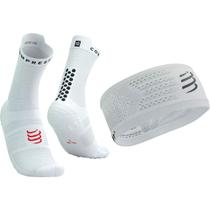 Conjunto Faixa de Cabeça 7,5cm e Meia de Compressão Run High Compressport Conjunto Faixa de Cabeça 7,5cm e Meia de Compressão Run High Compressport
