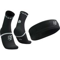 Conjunto Faixa de Cabeça Fina e Meia de Compressão Pro Marathon Compressport Conjunto Faixa de Cabeça Fina e Meia de Compressão Pro Marathon Compressport