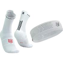 Conjunto Faixa de Cabeça Fina e Meia de Compressão Run High Compressport Conjunto Faixa de Cabeça Fina e Meia de Compressão Run High Compressport