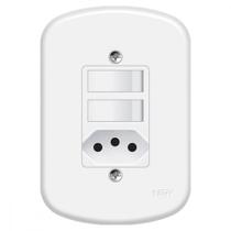 Conjunto Fame Blanc Com Placa 2 Simples + Tomada 2P+T. 1363 Conjunto Fame Blanc Com Placa 2 Simples + Tomada 2P+T. 1363