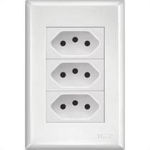 Conjunto Fame Evidence 4X2 Branco Com Placa (3Tomada 20A)