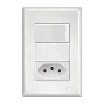 Conjunto Fame Evidence 4X2 Branco Om Placa 1Simples+1Tomada 10A