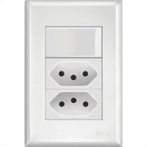 Conjunto Fame Evidence 4X2 Branco Om Placa 1Simples+2Tomada 20A