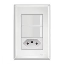 Conjunto Fame Evidence 4X2 Branco Om Placa 2Simples+1Tomada 20A Conjunto Fame Evidence 4X2 Branco Om Placa 2Simples+1Tomada 20A