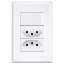 Conjunto Fame Evidence Interruptor Simples e Tomada Dupla 2P+T 20A 3534 Branco Conjunto Fame Evidence Interruptor Simples e Tomada Dupla 2P+T 20A 3534 Branco
