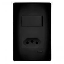 Conjunto Fame Habitat Black - Interruptor Simples 16a, Tomada 2p+t 10a Conjunto Fame Habitat Black - Interruptor Simples 16a, Tomada 2p+t 10a
