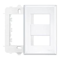 Conjunto Fame Habitat Black - Placa Com Suporte 2 Módulos Distanciados Horizontais 4x2 Conjunto Fame Habitat Black - Placa Com Suporte 2 Módulos Distanciados Horizontais 4x2