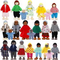 Conjunto familiar Dollhouse de madeira ONEST, 23 peças com acessórios Conjunto familiar Dollhouse de madeira ONEST, 23 peças com acessórios