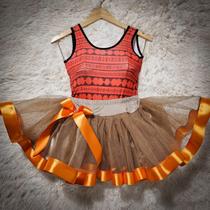 Conjunto Fantasia Adulto Body Saia Moana Carnaval Halloween