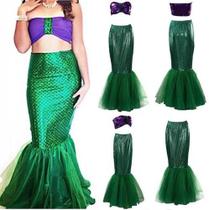 Conjunto Fantasia Ariel Sereia Adulto Carnaval Halloween Cosplay