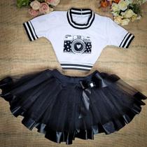 Conjunto Fantasia Body Infantil Carnaval Halloween Com Saia De Tule