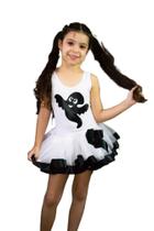 Conjunto Fantasia Infantil Body e Saia Halloween de Bruxa Fantasma (Tam 1 ao 10) COD.000305