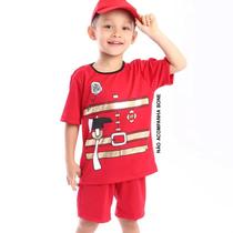 Conjunto Fantasia Infantil Bombeiro Vermelho Carnaval Tango