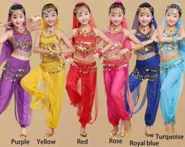 Conjunto Fantasia Infantil Juvenil Festa Odalisca Cores Diversas - 8 peças Conjunto Fantasia Infantil Juvenil Festa Odalisca Cores Diversas - 8 peças