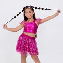 Conjunto Fantasia Infantil Menina Carnaval Top e Saia com Short Pink Amarelo Tamanho:6 anos Conjunto Fantasia Infantil Menina Carnaval Top e Saia com Short Pink Amarelo Tamanho:6 anos