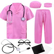 Conjunto Fantasia Médica Infantil ZZIHAN - Rosa - Tamanho 3-4 anos