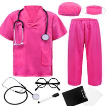 Conjunto Fantasia Médica Infantil ZZIHAN - Rose Scrubs 3-4 anos