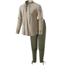 Conjunto Fantasia Medieval Masculina - Camisa e Calças de Cavaleiro Renacentista Conjunto Fantasia Medieval Masculina - Camisa e Calças de Cavaleiro Renacentista