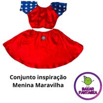 Conjunto fantasia temática inspiração mulher maravilha juvenil adulto