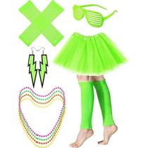 Conjunto Fantasia Temático de Festa Vintage Retrô Anos 80 90 Saia Cores Diversas + Acessórios Conjunto Fantasia Temático de Festa Vintage Retrô Anos 80 90 Saia Cores Diversas + Acessórios