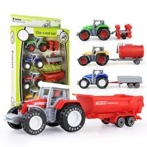 Conjunto Farm Tractor Toy HOMSEEK Kid's com reboques em liga leve e ABS 4+